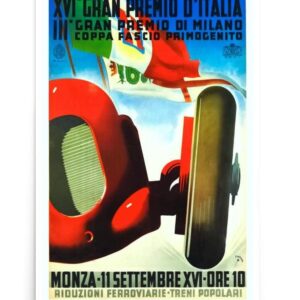 Italian Grand Prix Poster, Monza Poster, Milan Grand Prix Print, Gran Premio D'Italia, Gran Premio Di Milano Vintage Racing Car Print Poster