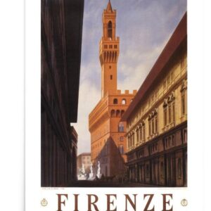 Florence Poster, Travel Poster Italy, Firenze Uffizi Gallery, Print WorldTravel Wall Art, Italia ENIT Poster