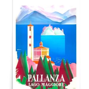 Pallanza Travel Poster, Vintage Travel Poster Print Of Pallanza, Art Deco Lake Maggiore Poster, Vintage World Travel Print, Italy Pallanza