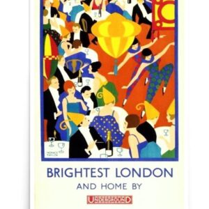Vintage London Poster, Brightest London, Underground, Subway Poster Vintage World Travel Print, Railway Illustration, Metro Print, Train Spotters Art Gift