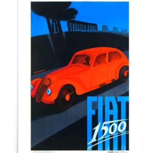 Vintage Fiat Poster, Art Deco Italian Poster Print, Fiat Motors Retro Car Print, Vintage Motor Poster