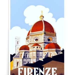 Florence Travel Poster, Vintage Italy Poster, Firenze Duomo Print, WorldTravel Wall Art, Italia ENIT Ad Poster
