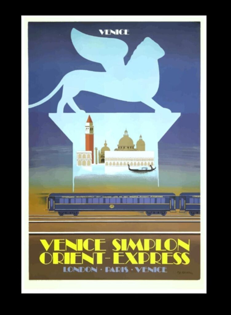 Venice Travel Poster, Orient Express London - Paris – Venice Poster, World Travel Poster, Retro Railway Print
