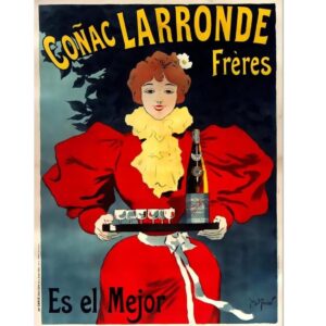 Cognac Larronde Freres Poster, Vintage Food & Drink Poster, Art Nouveau Vintage Print, Alcohol Drink Advert Posters