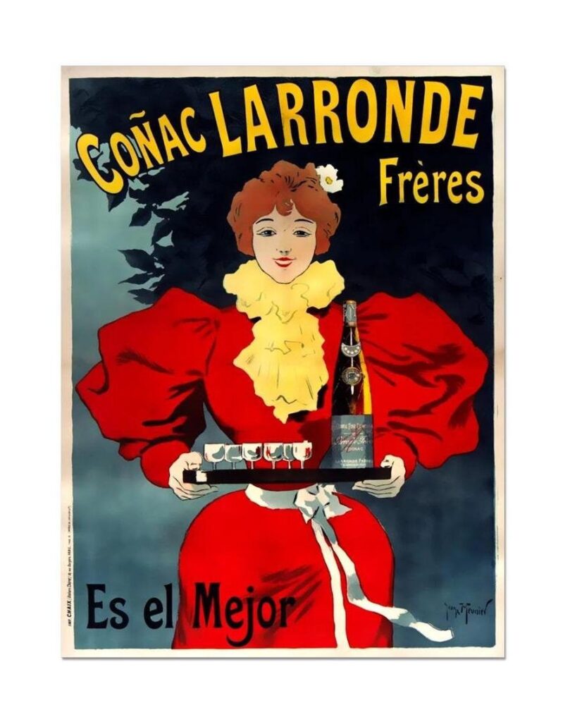 Cognac Larronde Freres Poster, Food & Drink Poster, Art Nouveau Print, Alcohol Drink Advert Posters