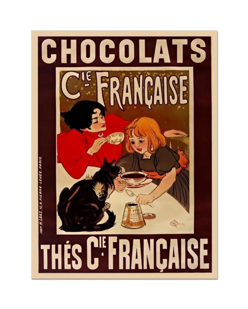 Chocolats, French Chocolate And Tea, Advertising Poster Print 1895, Food Poster Ad Kitchen Bar Print On Matte Paper Or Rolled Canvas