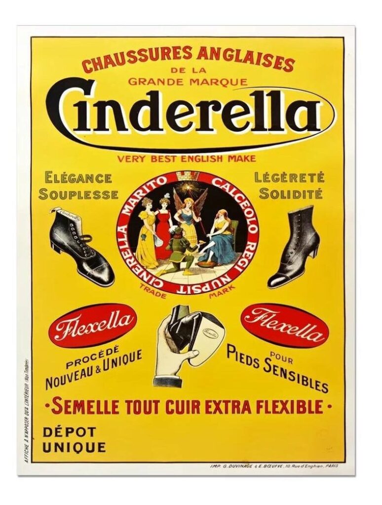 Chaussures Anglaises De La Grande Marque Cinderella, Shoe Poster, French Fashion Ad