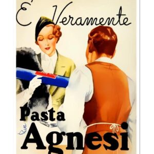 Pasta Agnesi Vintage Poster Print, Vintage Food & Drink Ad,  Retro Kitchen Gift  Poster Print, Retro Food Ad