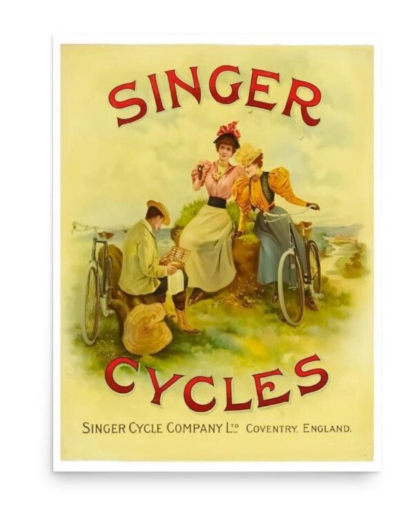 Vintage Bicycle Poster, Singer Cycles Poster, Historic Advert, Old Bike Poster Print, Vintage Bicycle Print Singer Cycle Company Coventry