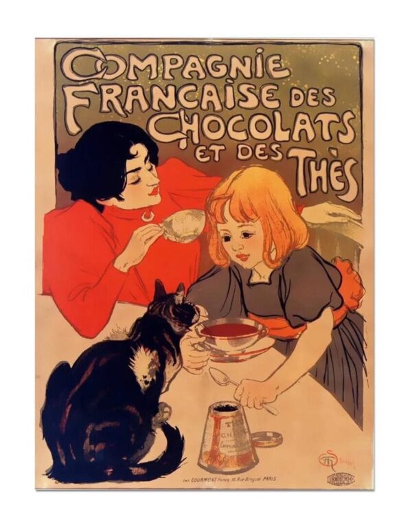 Chocolats, Vintage French Chocolate And Tea Poster, Print 1899, Food Poster, Kitchen Bar Print