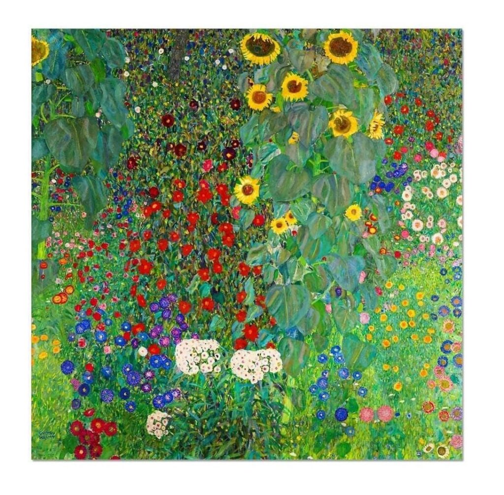 Klimt Farm Garden Poster, Floral Print, Landscape, Flower Painting, Print Romantic Wall Art
