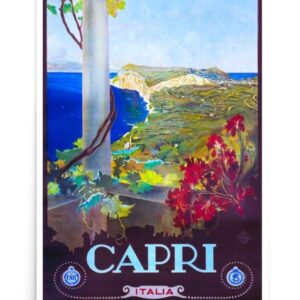 Capri Poster, Vintage Italian Tourism Print,  Art Deco World Travel Print, Italy Wall Art, Travel Poster, Gift Idea For Travellers