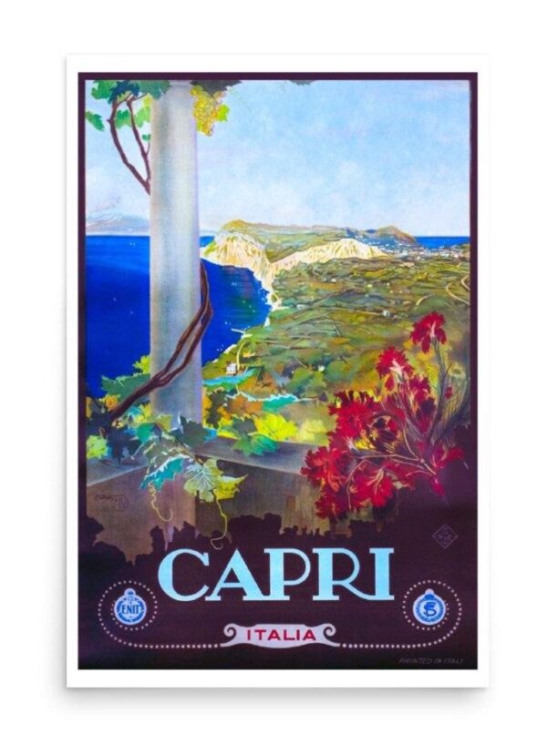 Capri Poster, Vintage Italian Tourism Print,  Art Deco World Travel Print, Italy Wall Art, Travel Poster, Gift Idea For Travellers