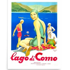 Lake Como Poster, Vintage Lago Di Como Poster, Vintage Travel Print, Vintage World Travel Poster, Art Deco Printed Poster, Retro Travel Italian Lakes Print