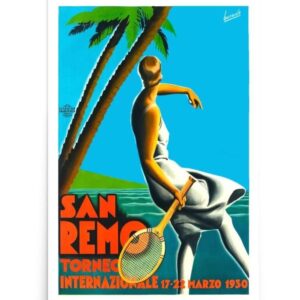 San Remo Tennis Poster, Vintage Sport Poster, Tennis Tornament, Torneo Internazionale, Vintage Italian Print, San Remo Travel Poster