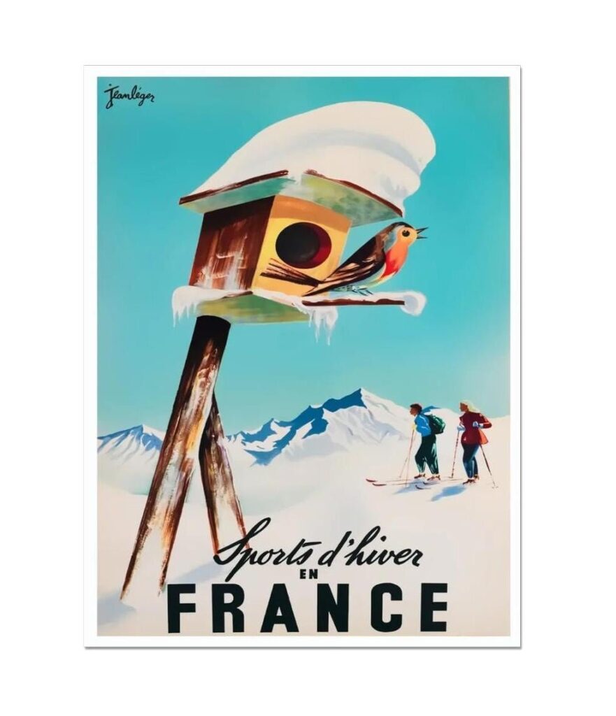 Winter Sports In France Poster, Vintage Travel & Tourism Poster Print, Sports D'Hiver En France