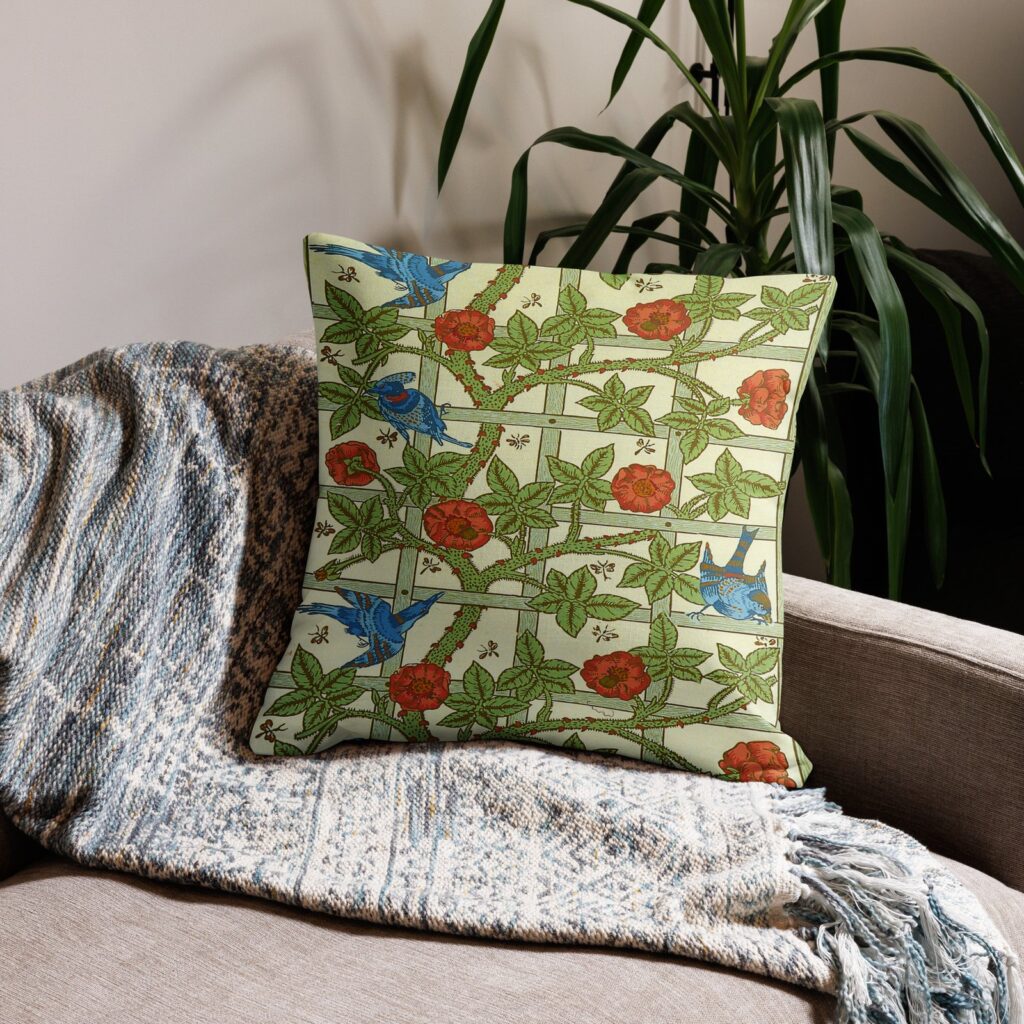 William Morris Blue Bird Print Premium Cushion Cover - Pillow Case
