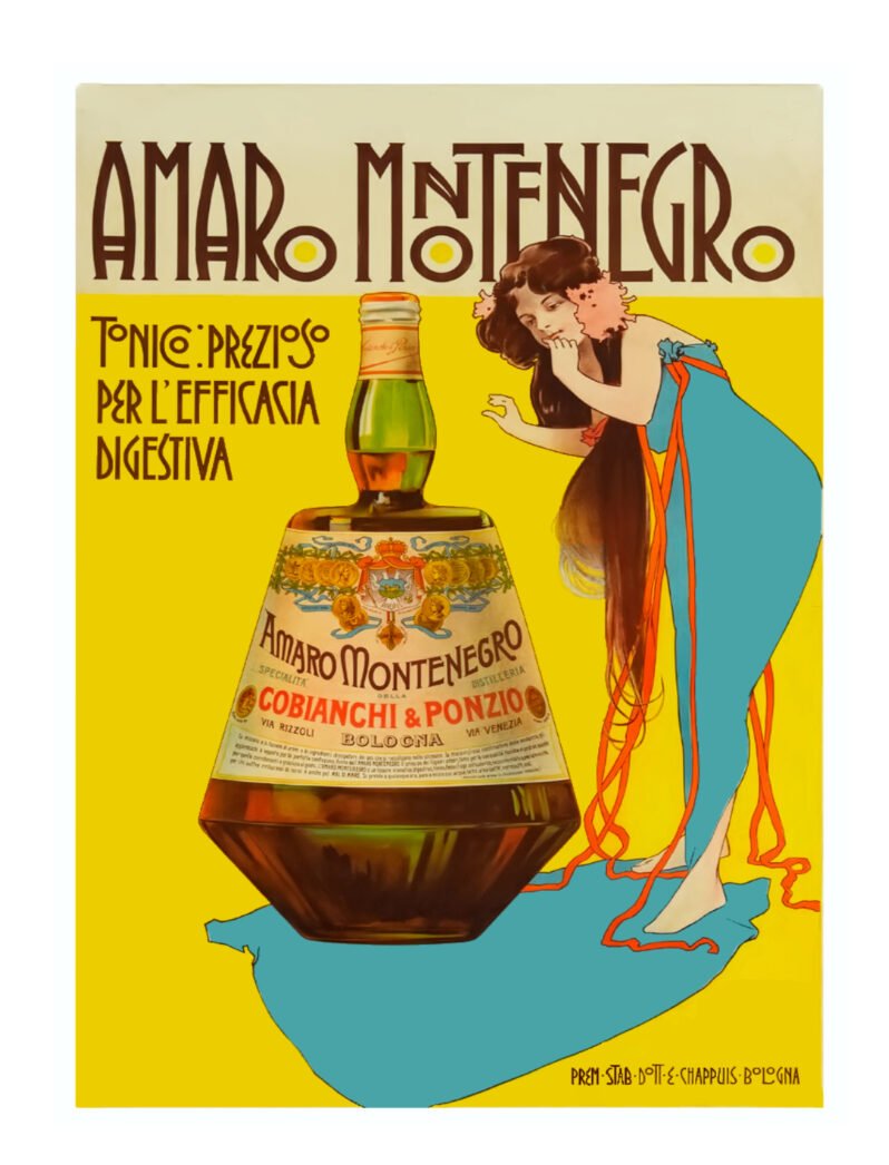 Amaro Montenegro Poster, Vintage Italian drinks poster, Amaro print, vintage Italian bar print