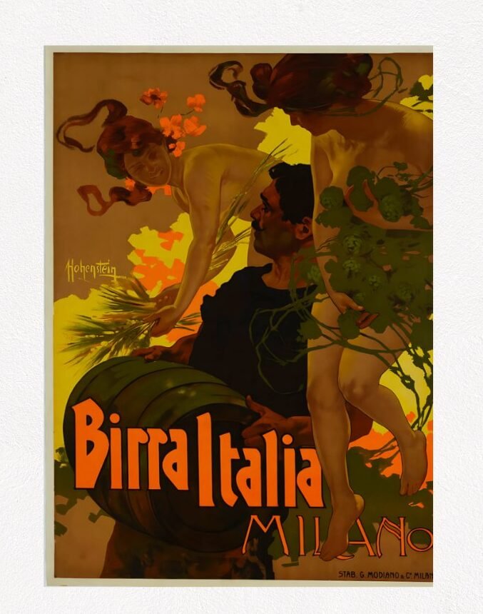 Birra Italia Milano Poster vintage Italian beer poster