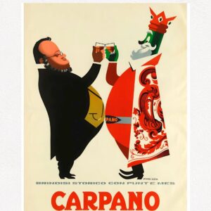 Carpano Brindisi Storico Armando Testa before 1959. Vintage Italian drinks poster.