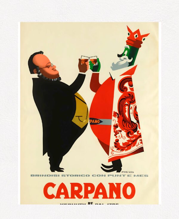 Carpano Brindisi Storico Armando Testa before 1959. Vintage Italian drinks poster.