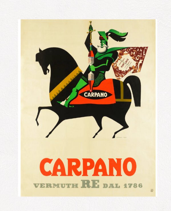 Vintage Carpano poster, Vintage vermouth poster, Vintage Italian drinks poster, Cavalliere Carpano vintage poster