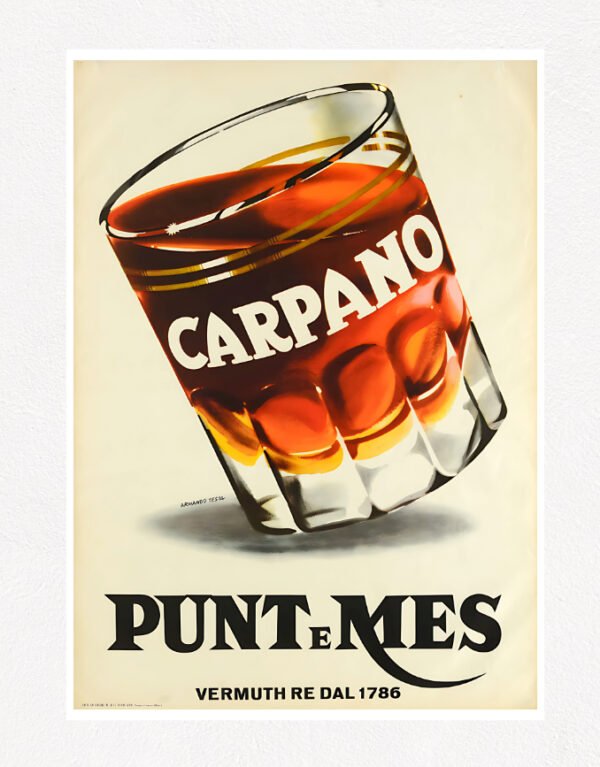 Carpano Punt E Mes Vermuth Re Dal 1786 Vintage Carpano drinks poster by Armando-Testa
