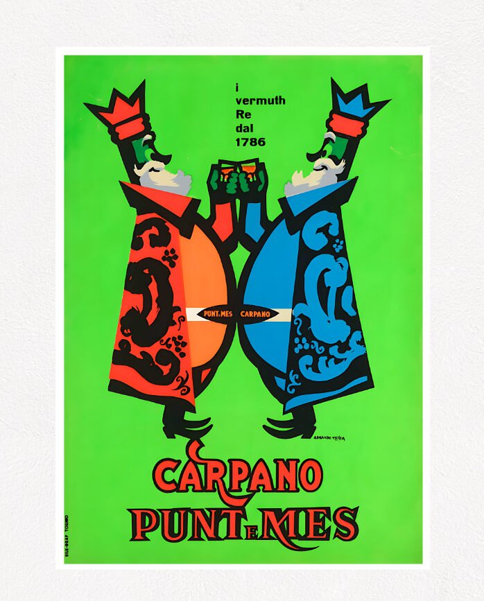 Carpano Punt e Mes Armando Testa 1949 bright green background