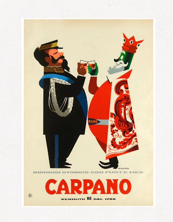 Carpano Vernytg Re Dal 1786 Armando Testa-1949. Vintage Italian drinks poster.