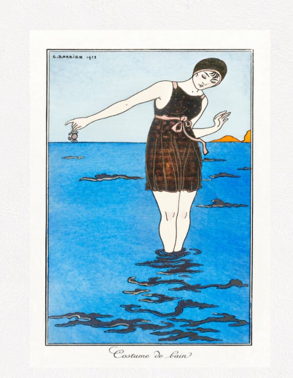 Costumes-Parisiens-Grande robe du soir1913 George Barbier. Vintage French fashion poster.