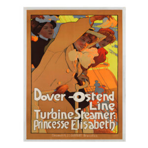 Dover Ostend Line Turbine Steamer Travel Poster Hohenstein