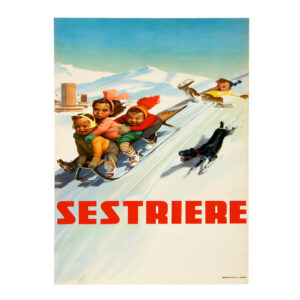 Sestriere travel poster Gino Boccasile 1947 — new reproduction
