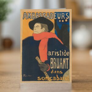 Fine art greetings card of the Ambassadeurs Aristide Bruant poster by Henri de Toulouse-Lautrec 1892