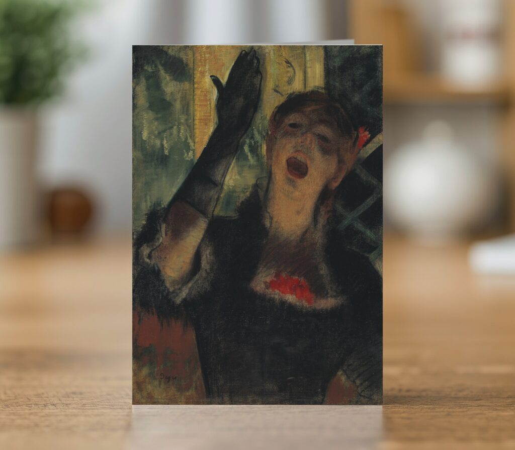 Fine art greetings card of Café Singer by Edgar Degas 1879