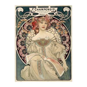 F. Champenois imprimeur éditeur vintage Art Nouveau poster by Alphonse Mucha 1897