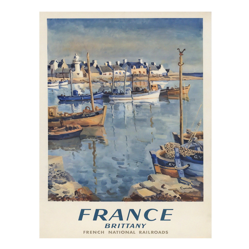 France Brittany French National Railroads vintage travel poster by Edmond Ceria 1952