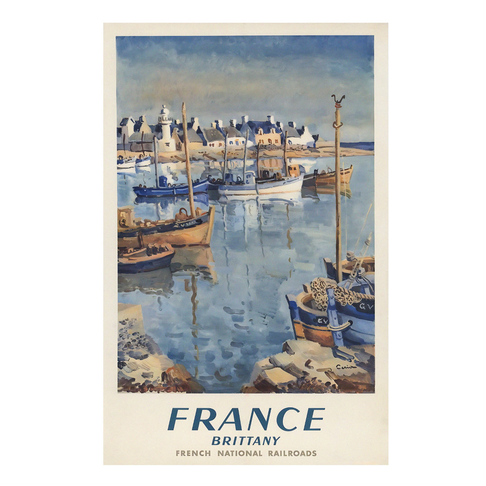 France Brittany French National Railroads vintage travel poster by Edmond Ceria 1952