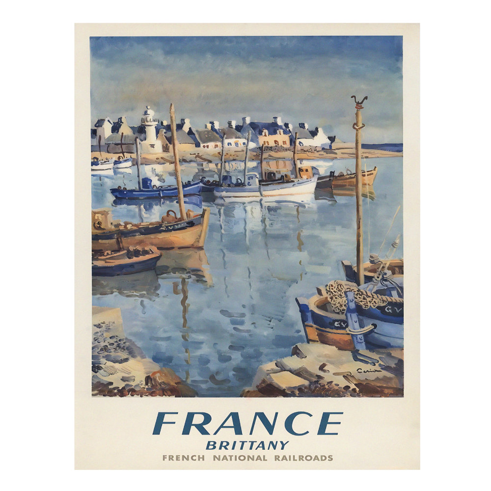 France Brittany French National Railroads vintage travel poster by Edmond Ceria 1952