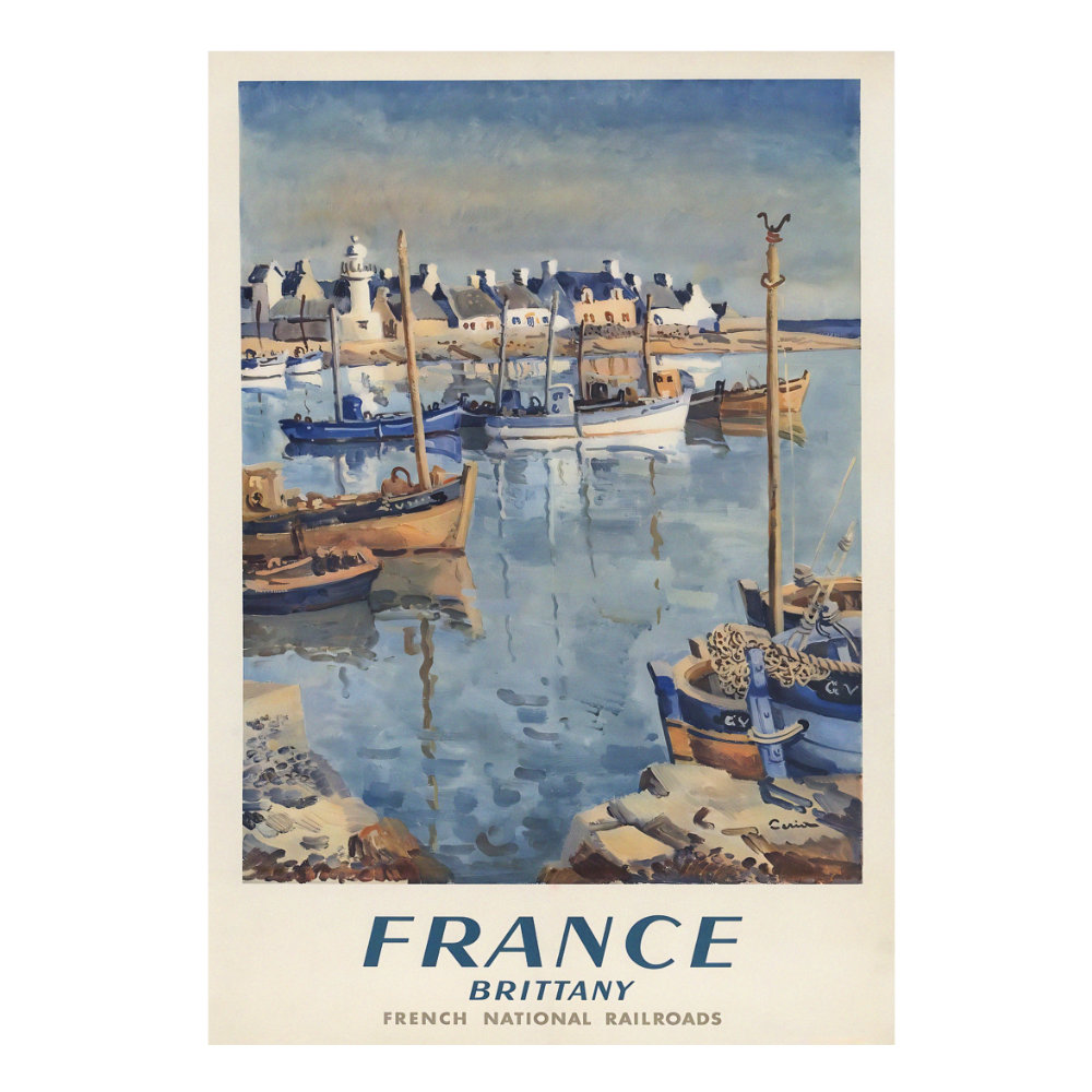 France Brittany French National Railroads vintage travel poster by Edmond Ceria 1952
