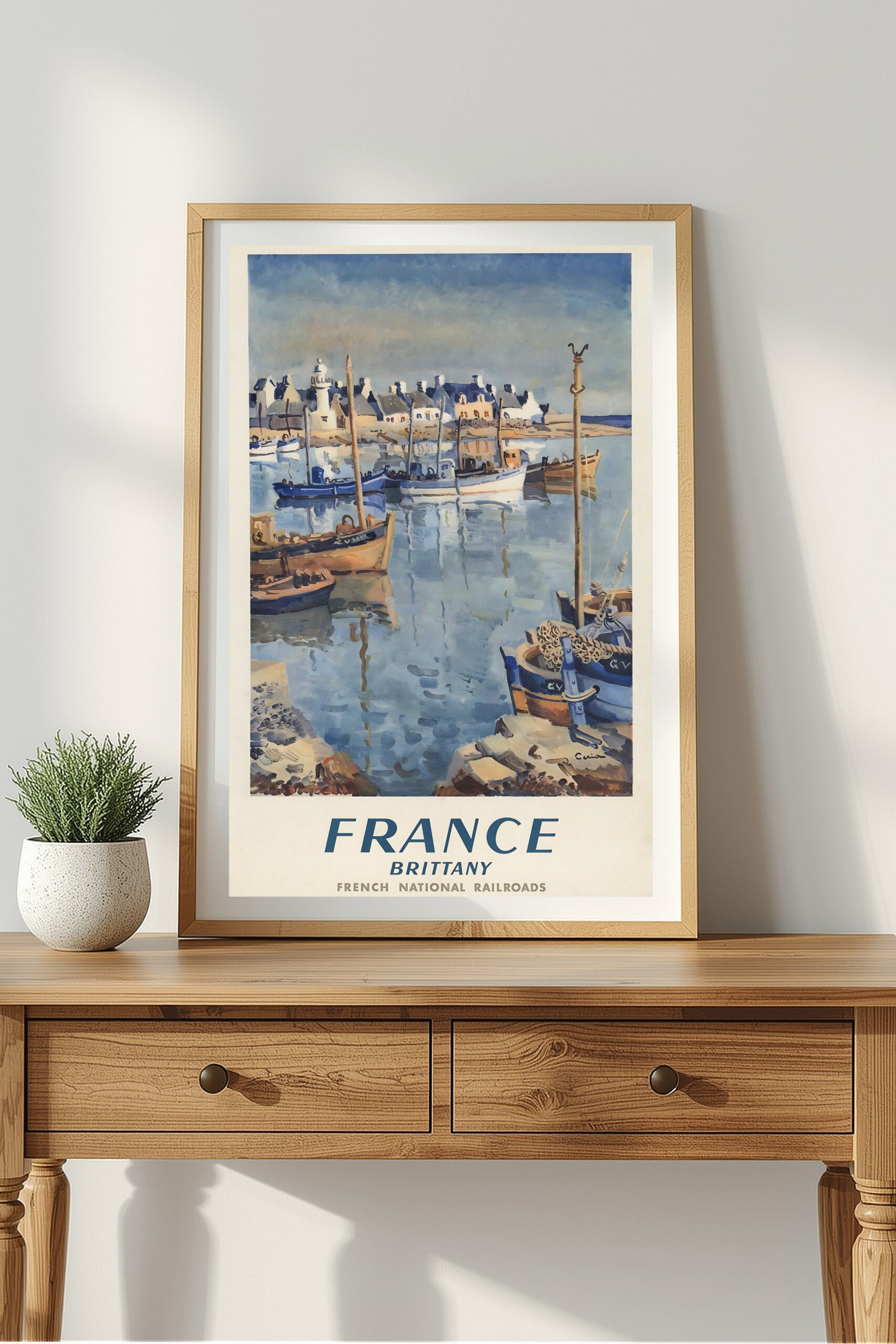 France Brittany French National Railroads vintage travel poster by Edmond Ceria 1952