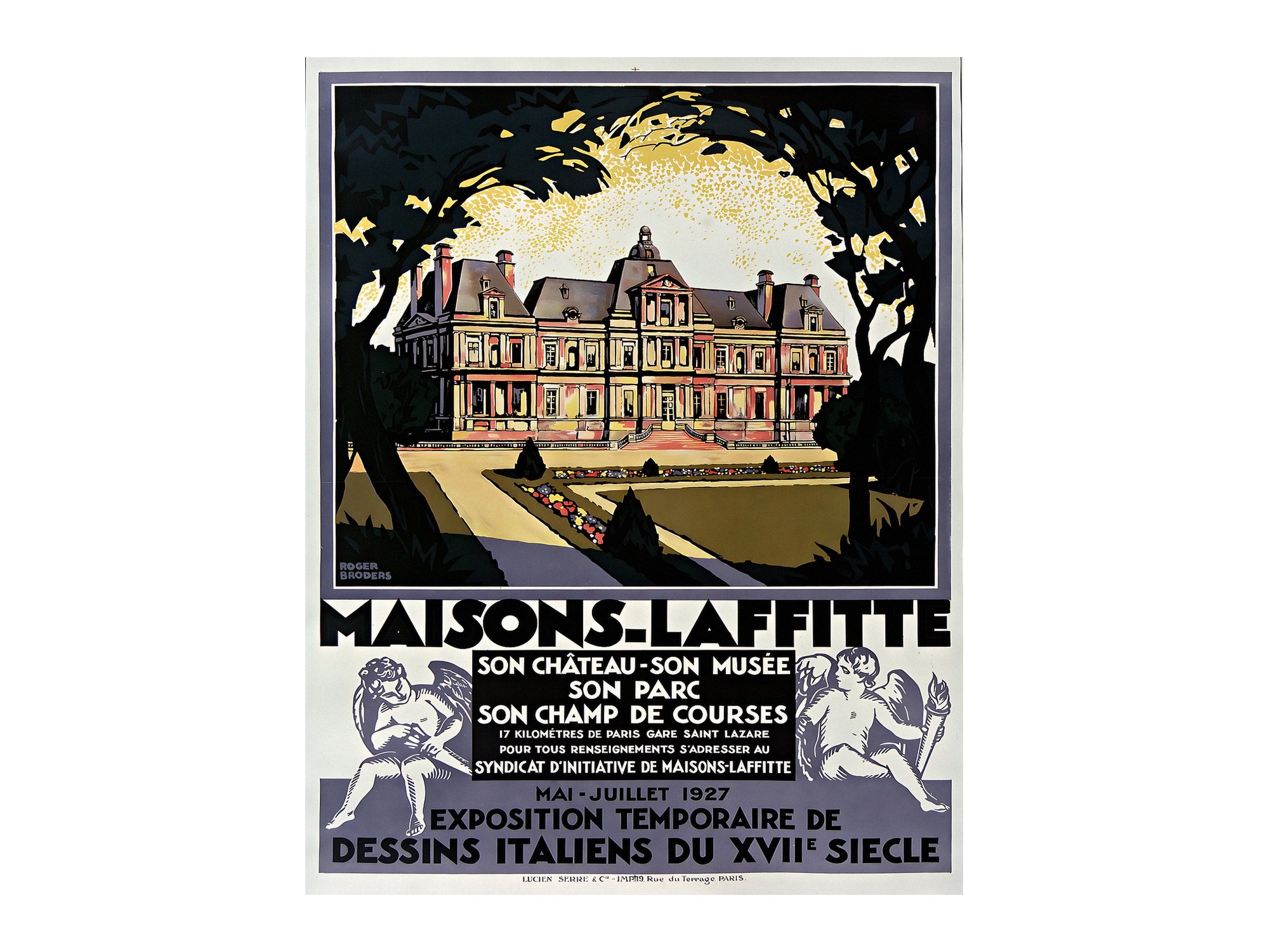 Maisons-Lafitte exposition dessins italiens vintage poster by Roger Broders 1927