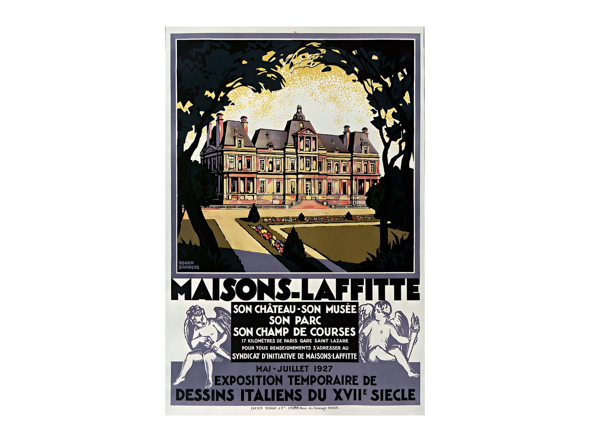 Maisons-Lafitte exposition dessins italiens vintage poster by Roger Broders 1927