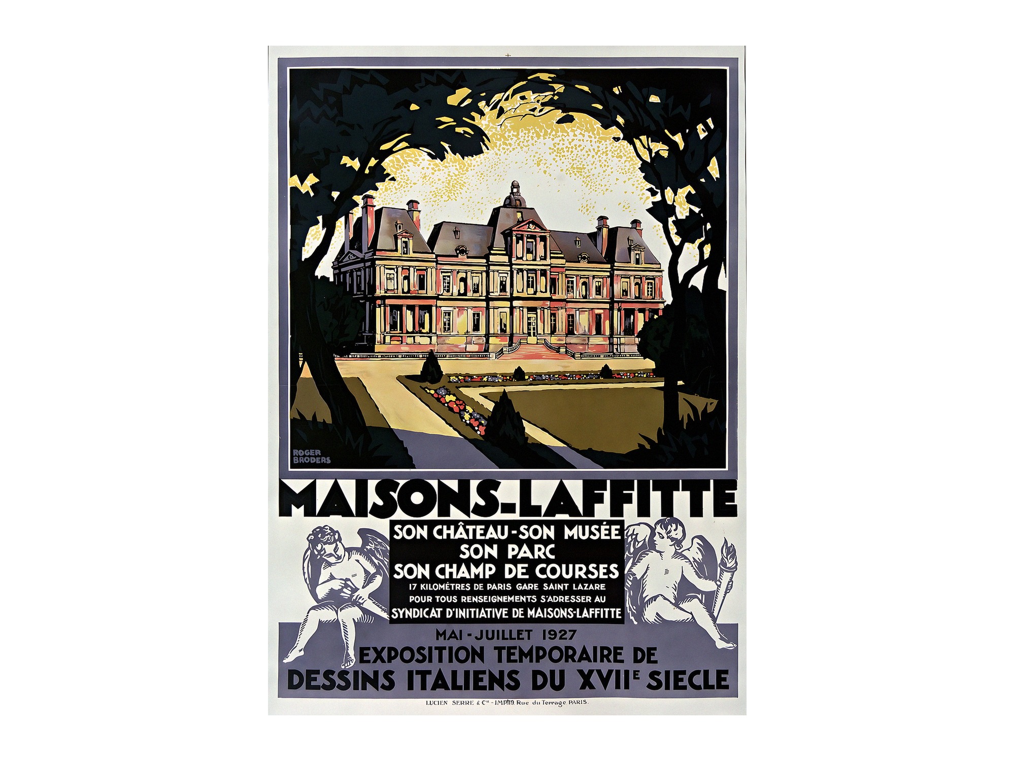 Maisons-Lafitte exposition dessins italiens vintage poster by Roger Broders 1927