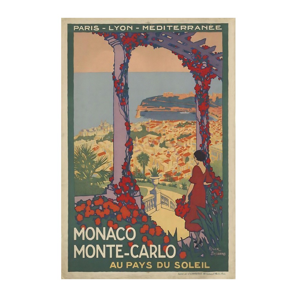 Monaco Monte Carlo Au Pays du Soleil Poster by Roger Broders (1920) - new reproduction fine art print mock