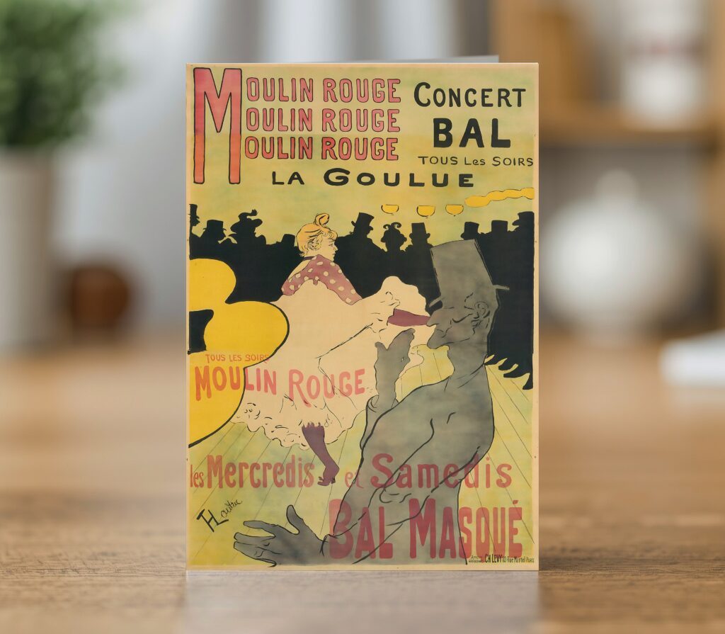 Fine art greetings card of the Moulin Rouge La Goulue poster by Henri de Toulouse-Lautrec 1891