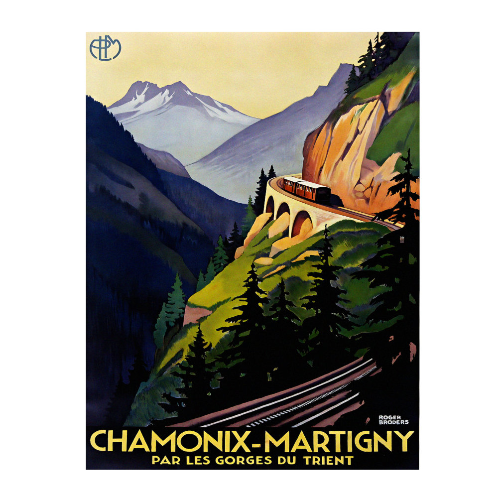 PLM Chamonix-Martign vintage railway travel poster by Roger Broders 1930