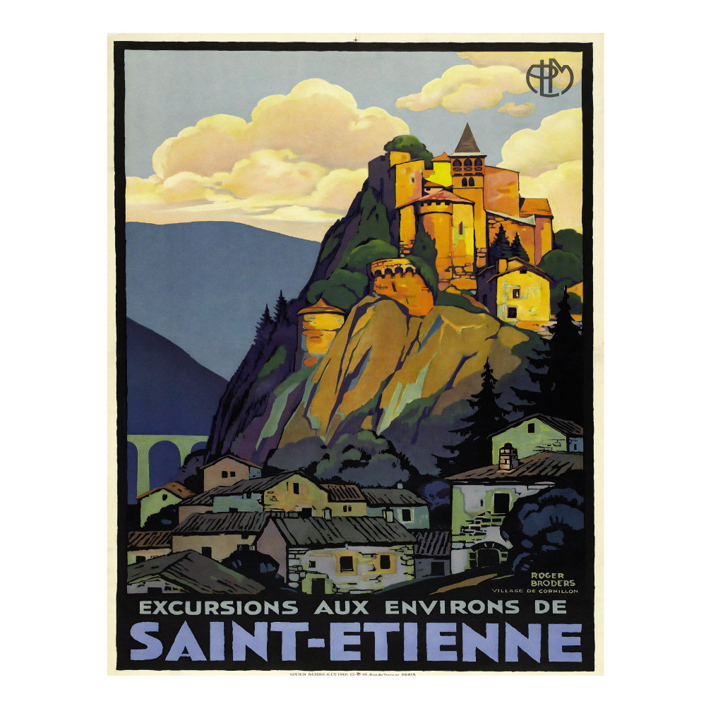 PLM Excursions Aux Environs De St Etienne vintage railway travel poster 1930