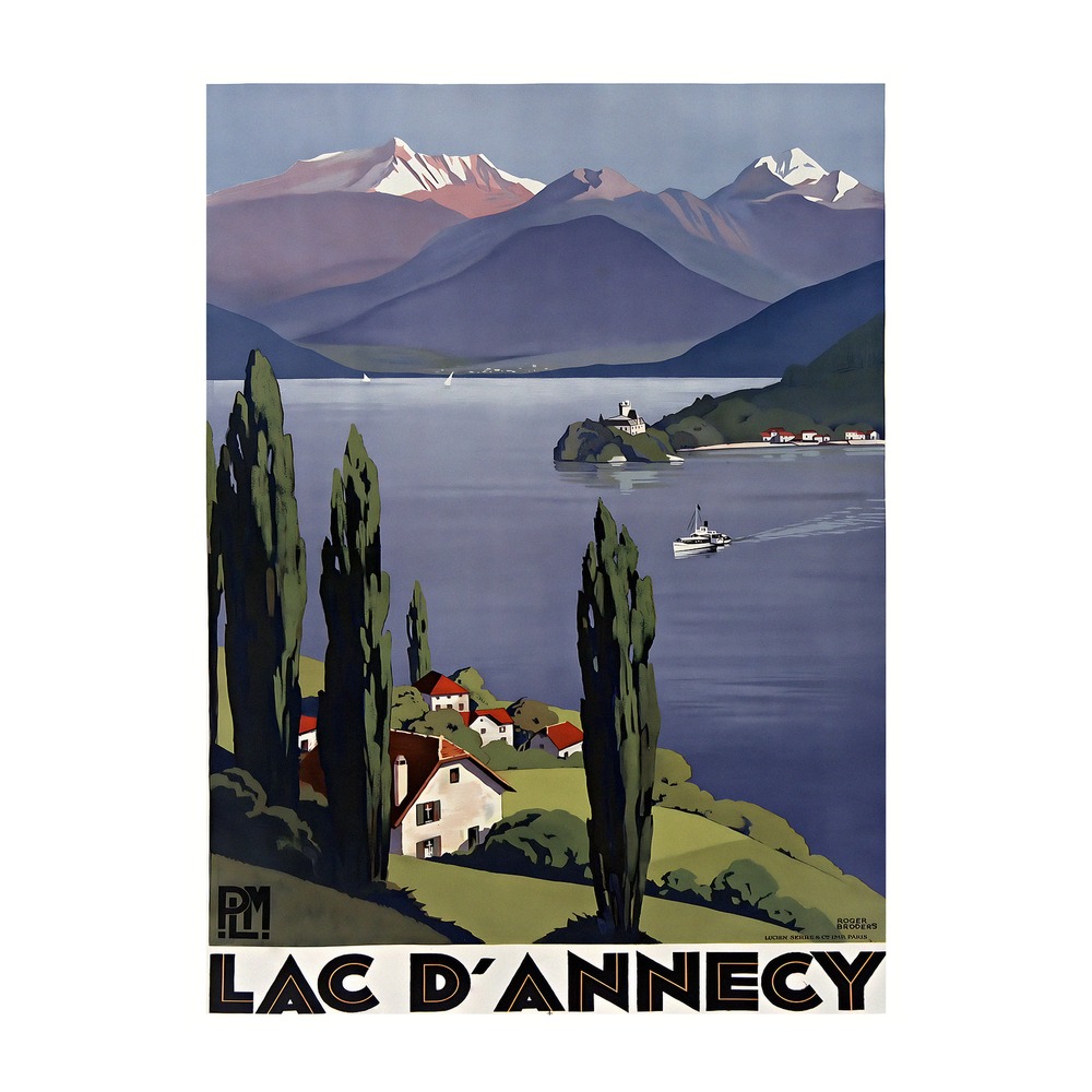 PLM Lac d'Annecy vintage French travel poster by Roger Broders 1930