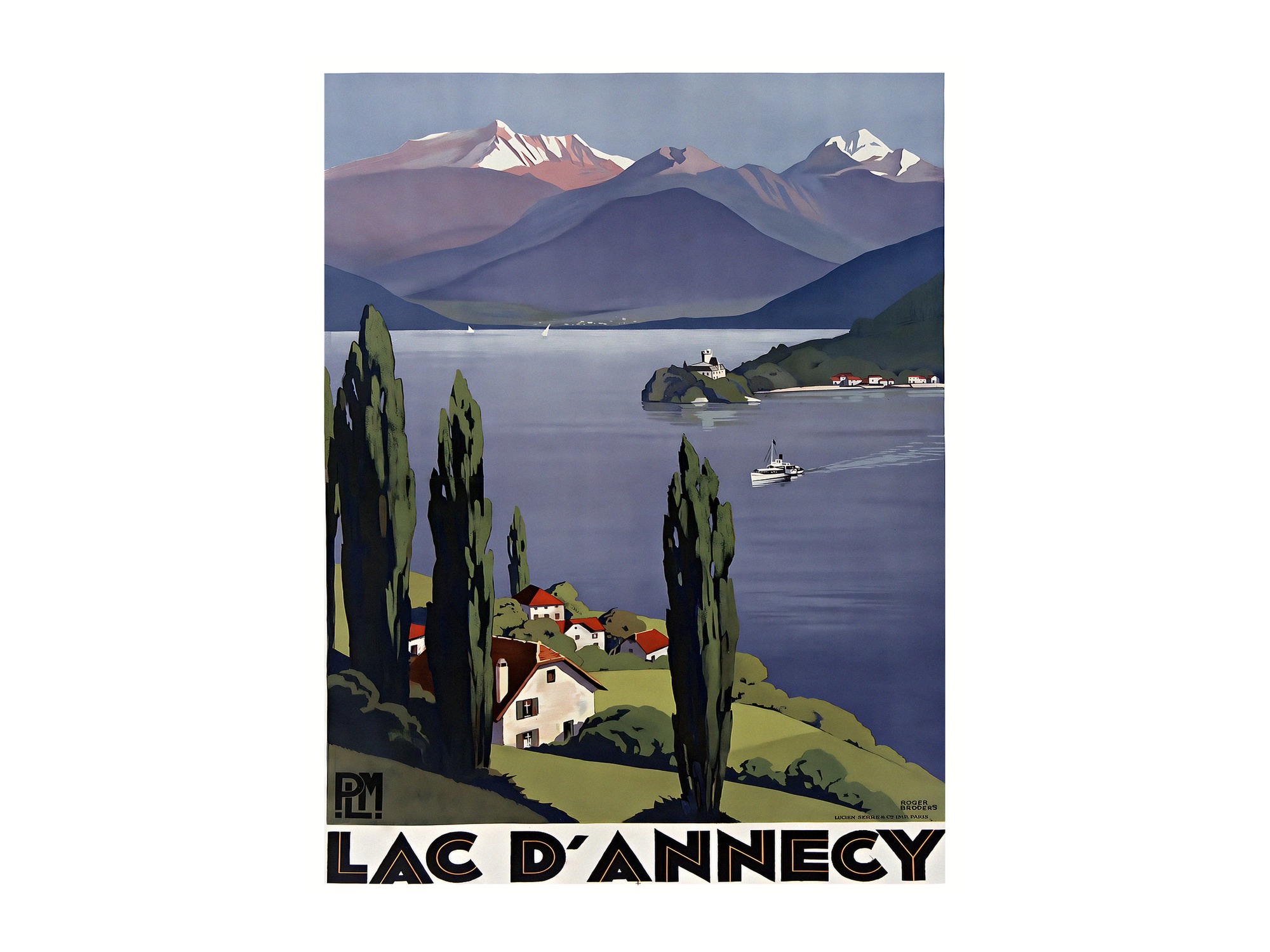 PLM Lac d Annecy vintage travel poster by Roger Broders 1930