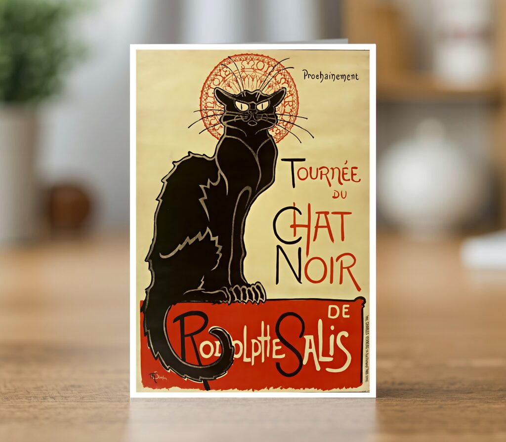 Fine art greetings card of the Tournee du Chat Noir poster by Théophile Steinlen 1896
